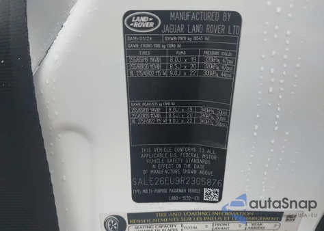 2024 Land Rover Defender 90 P400 X-Dynamic Se z USA, uszkodzony, nr VIN SALE26EU9R2305876